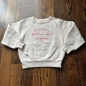 The Animal Observatory Ecru Worn Shark Sweatshirt (3Y)